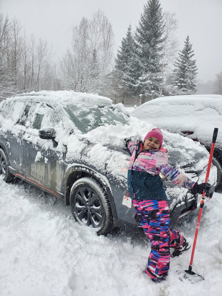 Snowy car at Smugglers' Notch