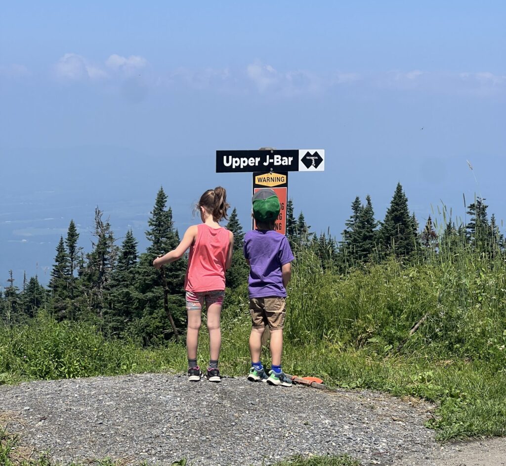 Kids at top of Toll Road at Burke Mountain, Vermont