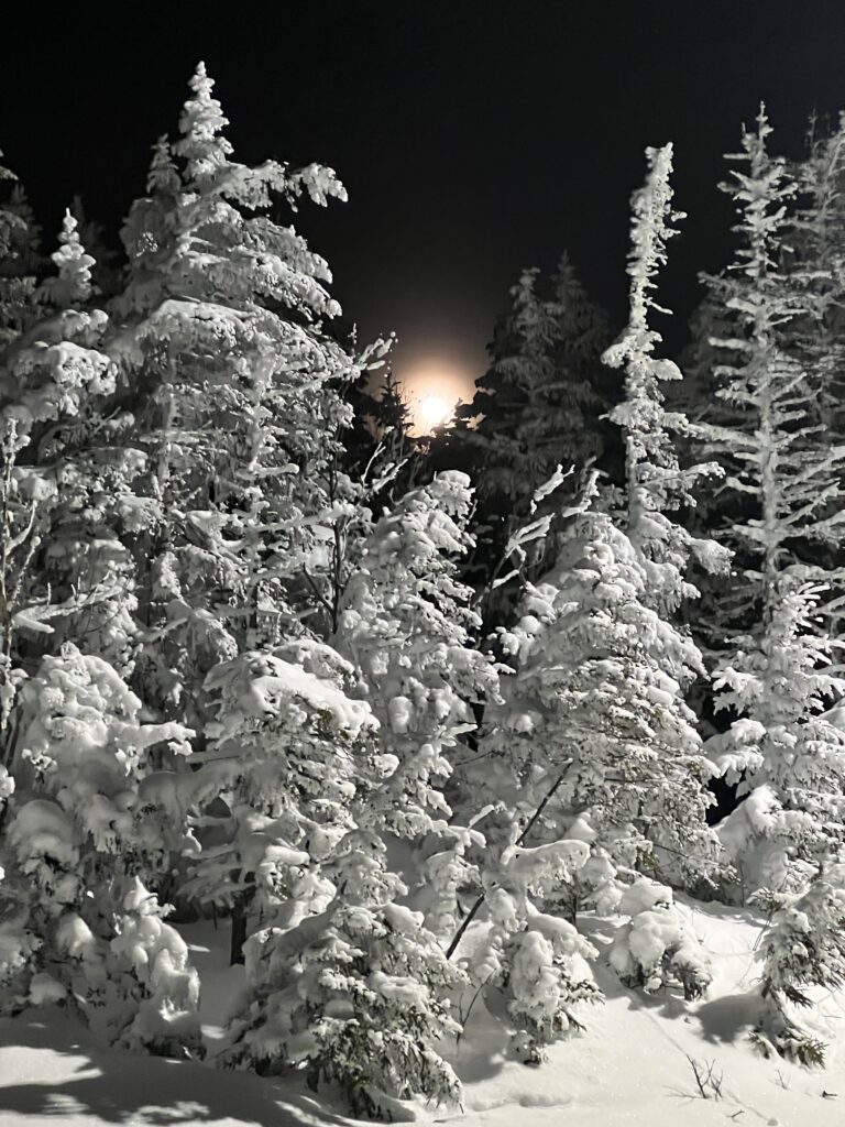 Moonrise over Bolton Valley, winter