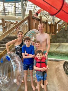 Family at the Pumphouse Indoor Waterpark at Jay Peak, Vermont