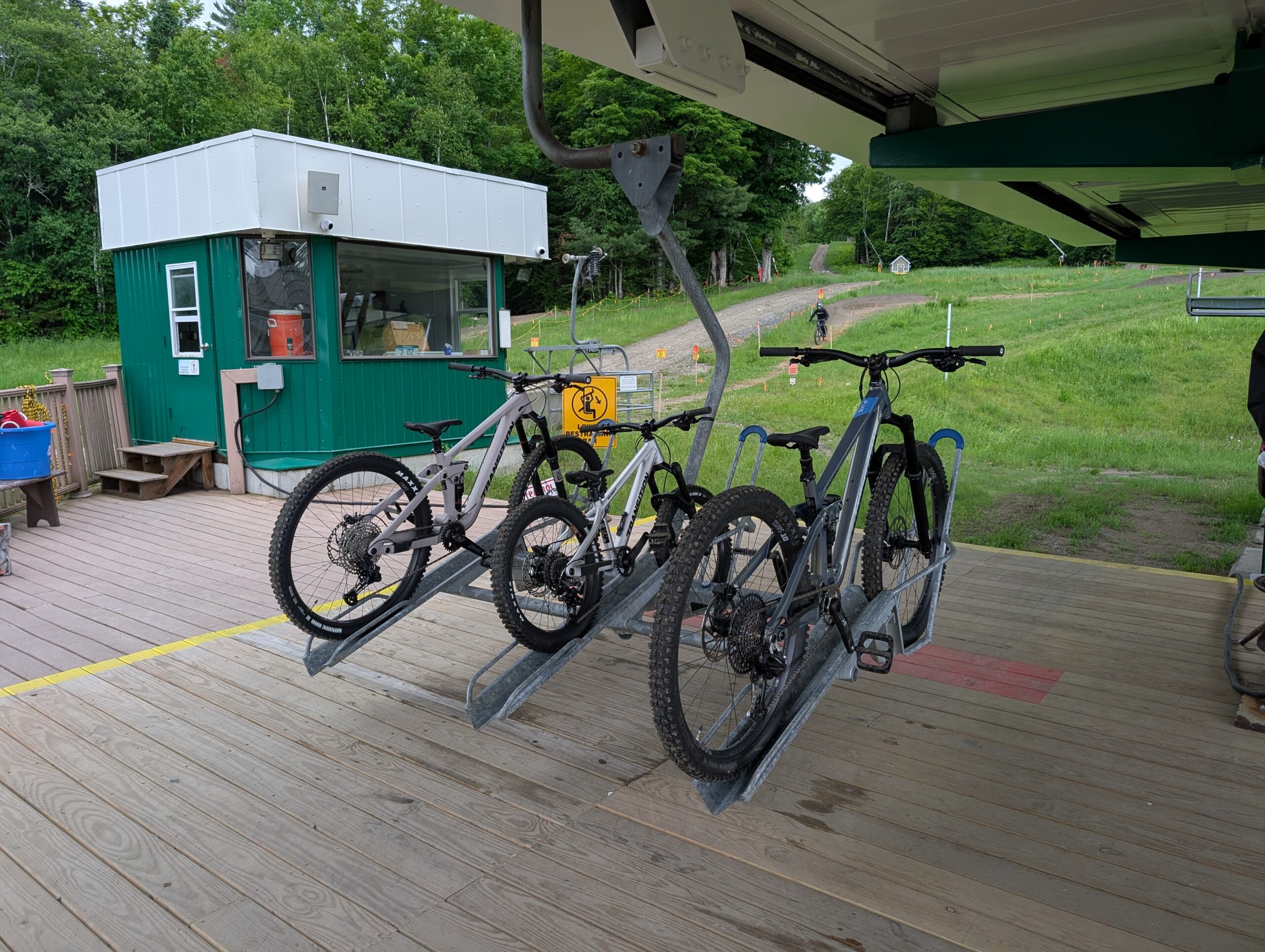 Mountain biking at Burke Mountain - loading the bikes on the chairlift